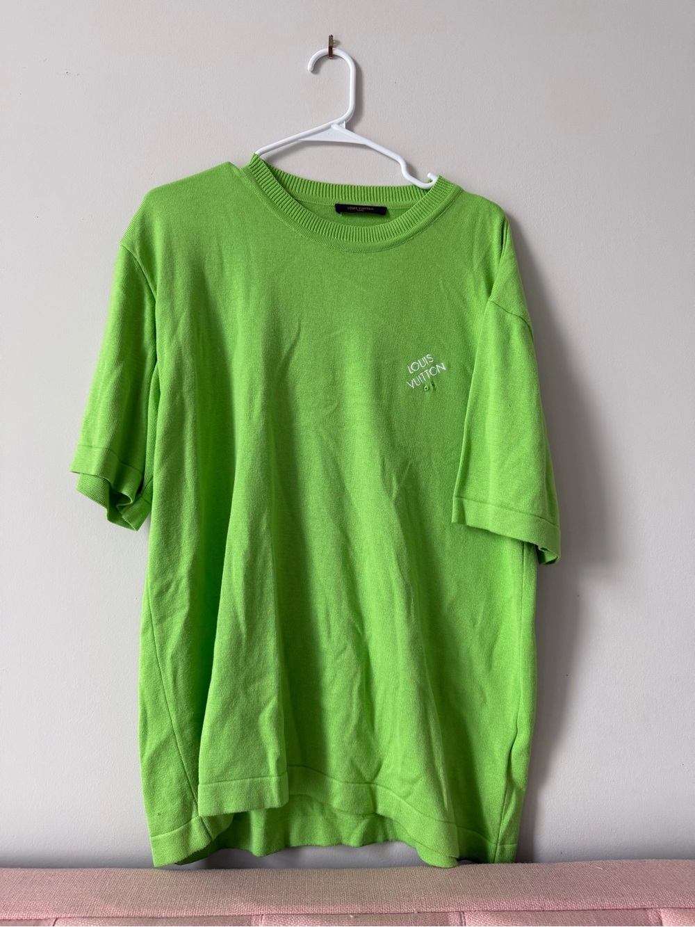 Louis Vuitton Men Short Sleeve Crewneck T-Shirt in Neon Lime Green